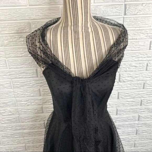 Vintage Uzanel Black Polka Dot Strapless Dress Size Medium - Picture 7 of 10